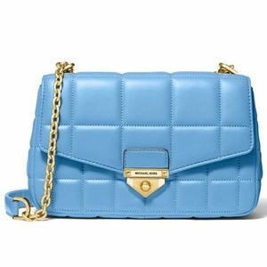 NWT Michael Kors Soho Leather Shoulder Bag South Pacific/Gold Original Packaging